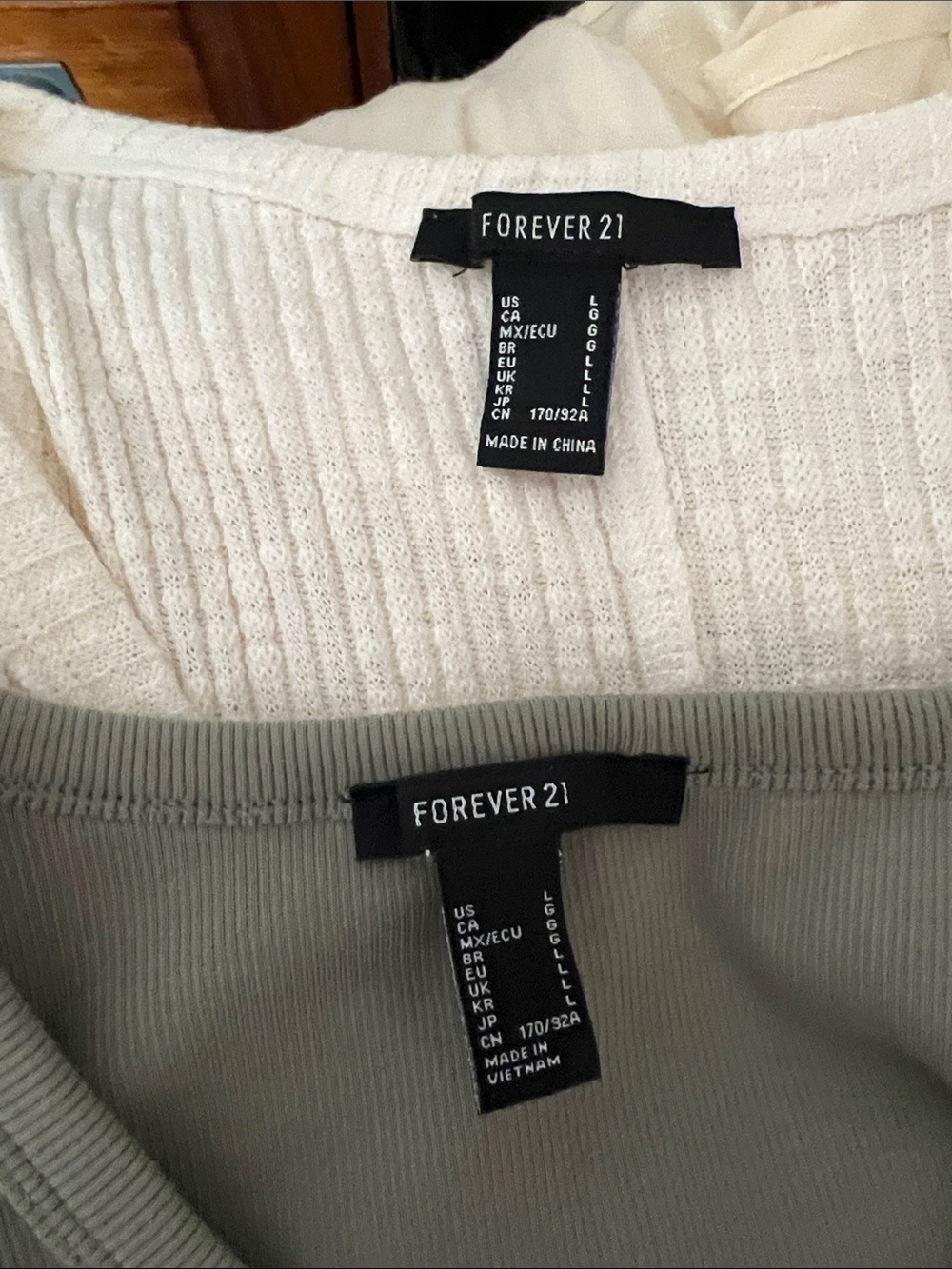 Forever 21 Ivory and Sage Crewneck Sweaters - Set of 2